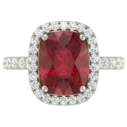 Cushion Cut Red Ruby IGI CERTIFIED With Diamond Ring 10.75 Carats Jewelry White Gold