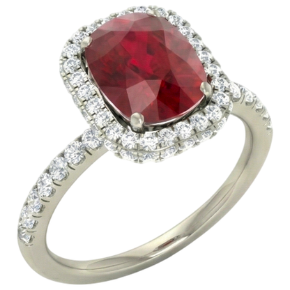 Cushion Cut Red Ruby IGI CERTIFIED With Diamond Ring 10.75 Carats Jewelry White Gold