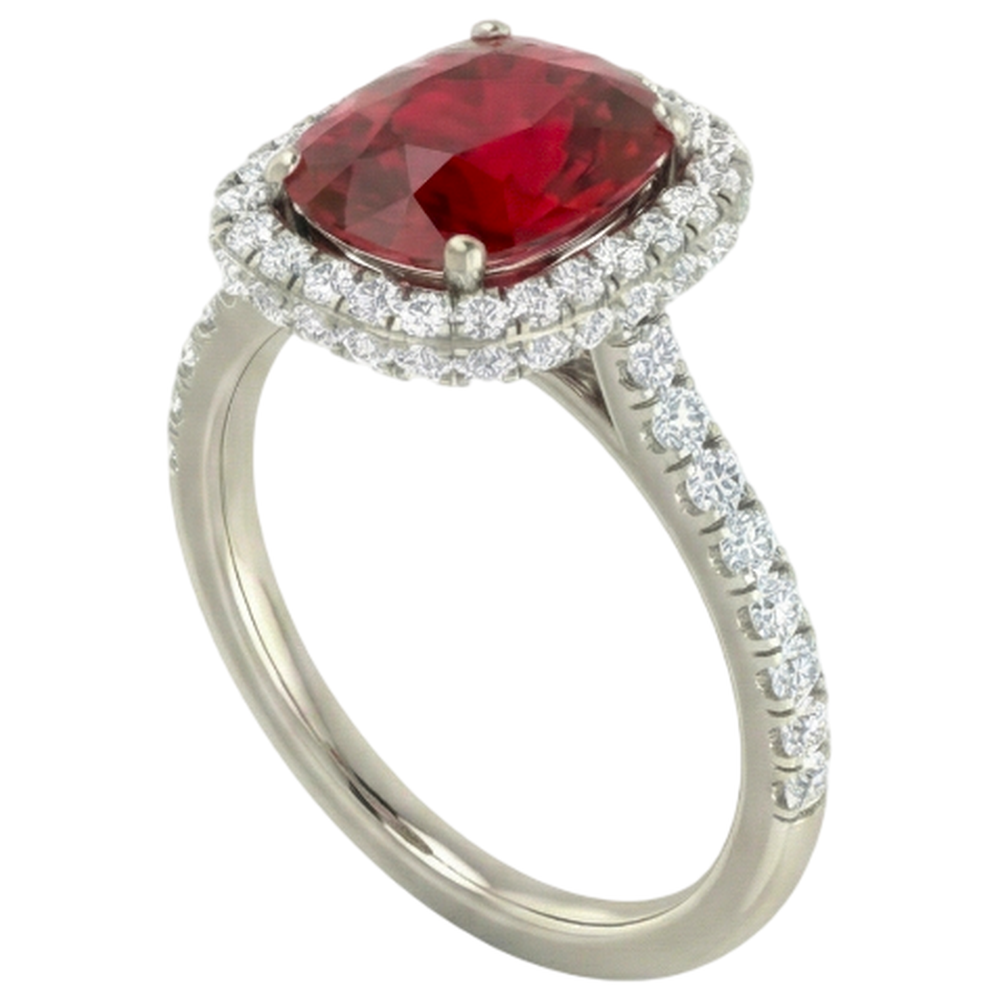 Cushion Cut Red Ruby IGI CERTIFIED With Diamond Ring 10.75 Carats Jewelry White Gold