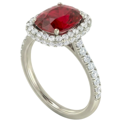 Cushion Cut Red Ruby IGI CERTIFIED With Diamond Ring 10.75 Carats Jewelry White Gold