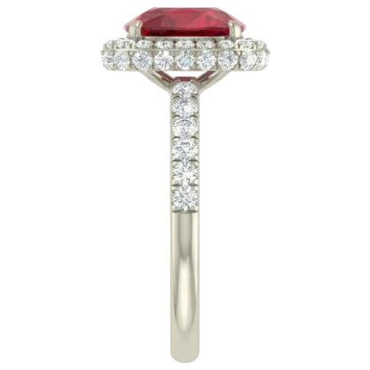 Cushion Cut Red Ruby IGI CERTIFIED With Diamond Ring 10.75 Carats Jewelry White Gold