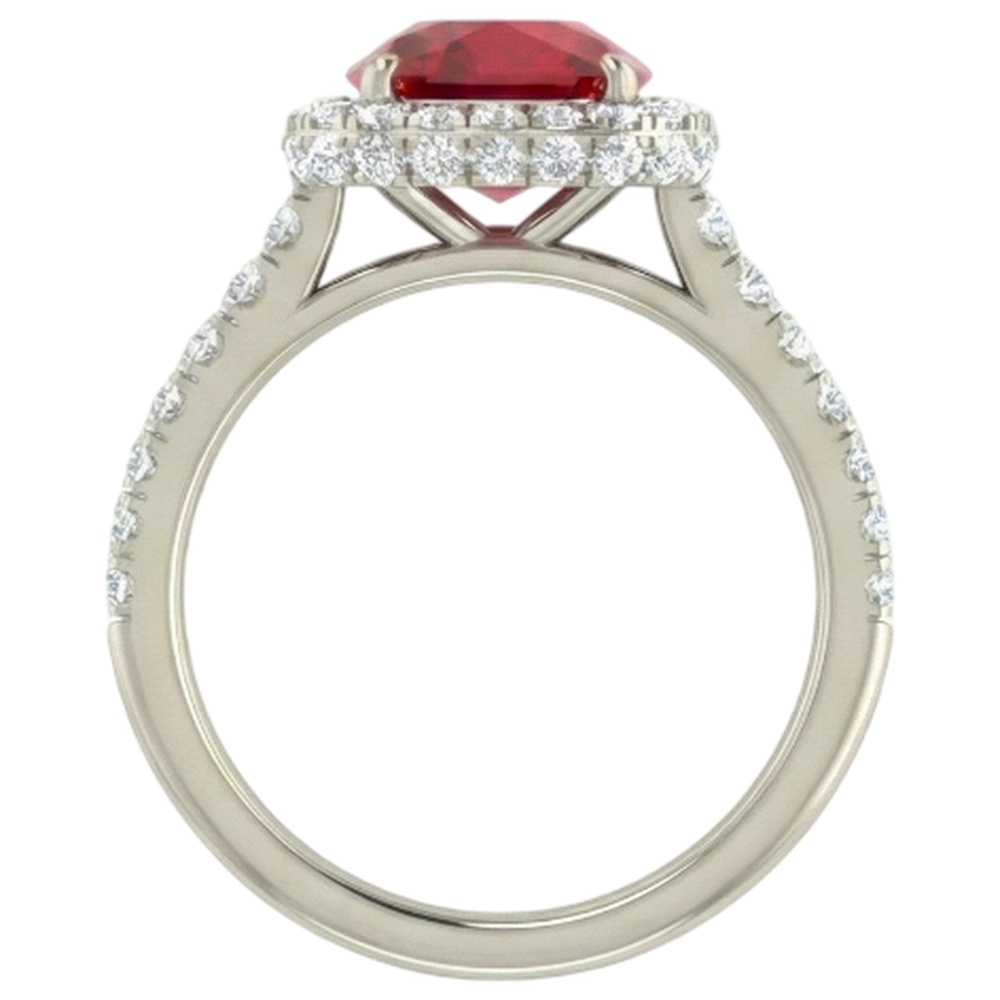 Cushion Cut Red Ruby IGI CERTIFIED With Diamond Ring 10.75 Carats Jewelry White Gold