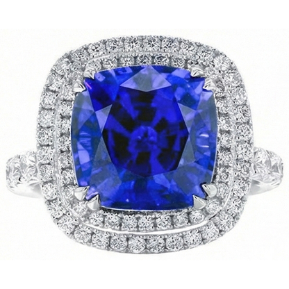 Natural Real ( Not Lab Grown )  Cushion Cut Sapphire Engagement Ring