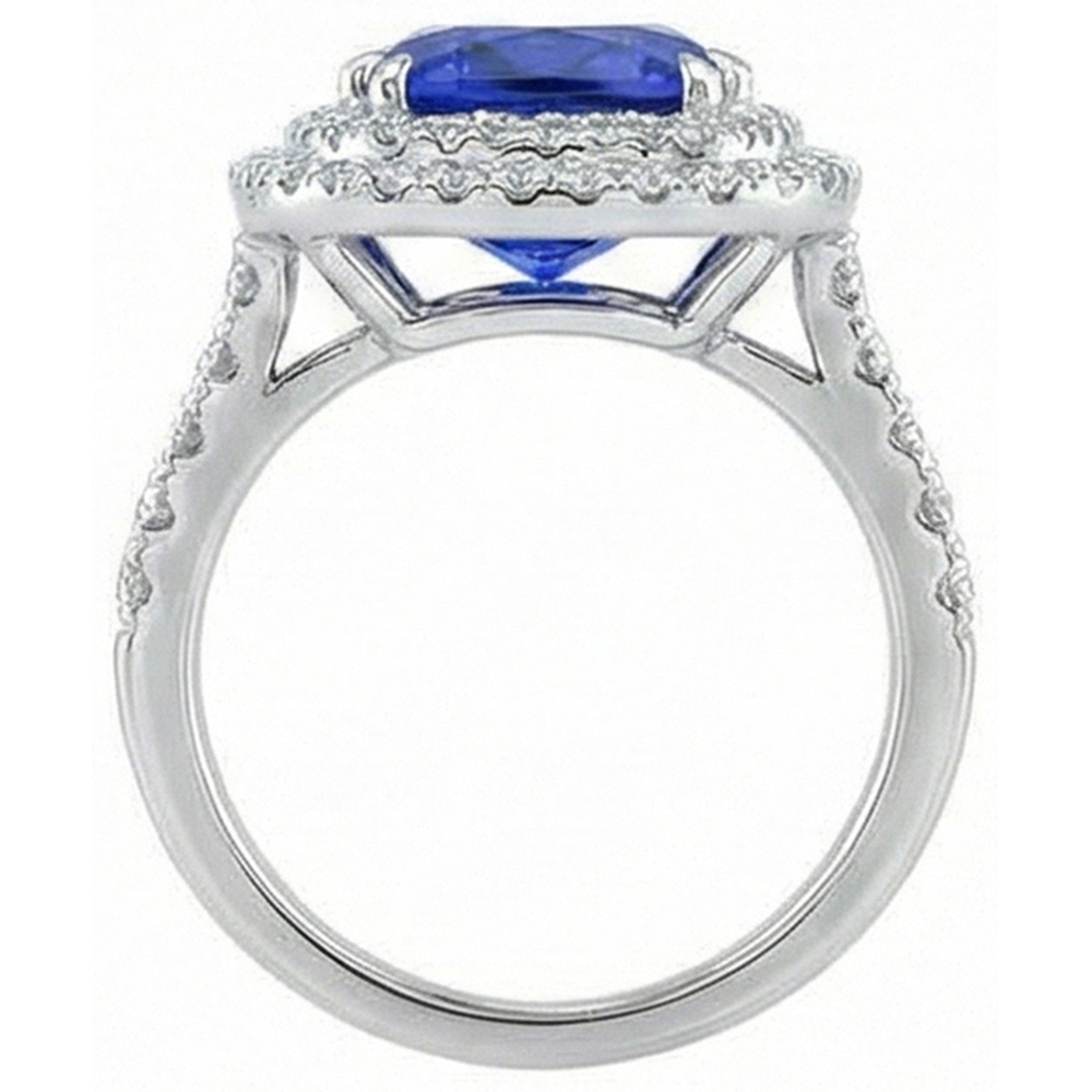 Natural Real ( Not Lab Grown )  Cushion Cut Sapphire Engagement Ring