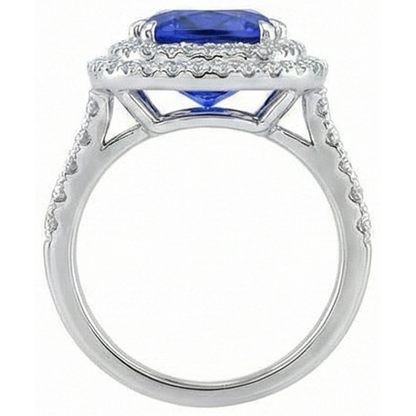 Natural Real ( Not Lab Grown )  Cushion Cut Sapphire Engagement Ring