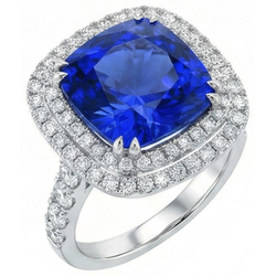 Natural Real ( Not Lab Grown )  Cushion Cut Sapphire Engagement Ring