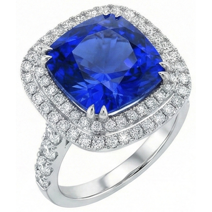 Natural Real ( Not Lab Grown )  Cushion Cut Sapphire Engagement Ring