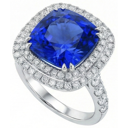 Natural Real ( Not Lab Grown )  Cushion Cut Sapphire Engagement Ring