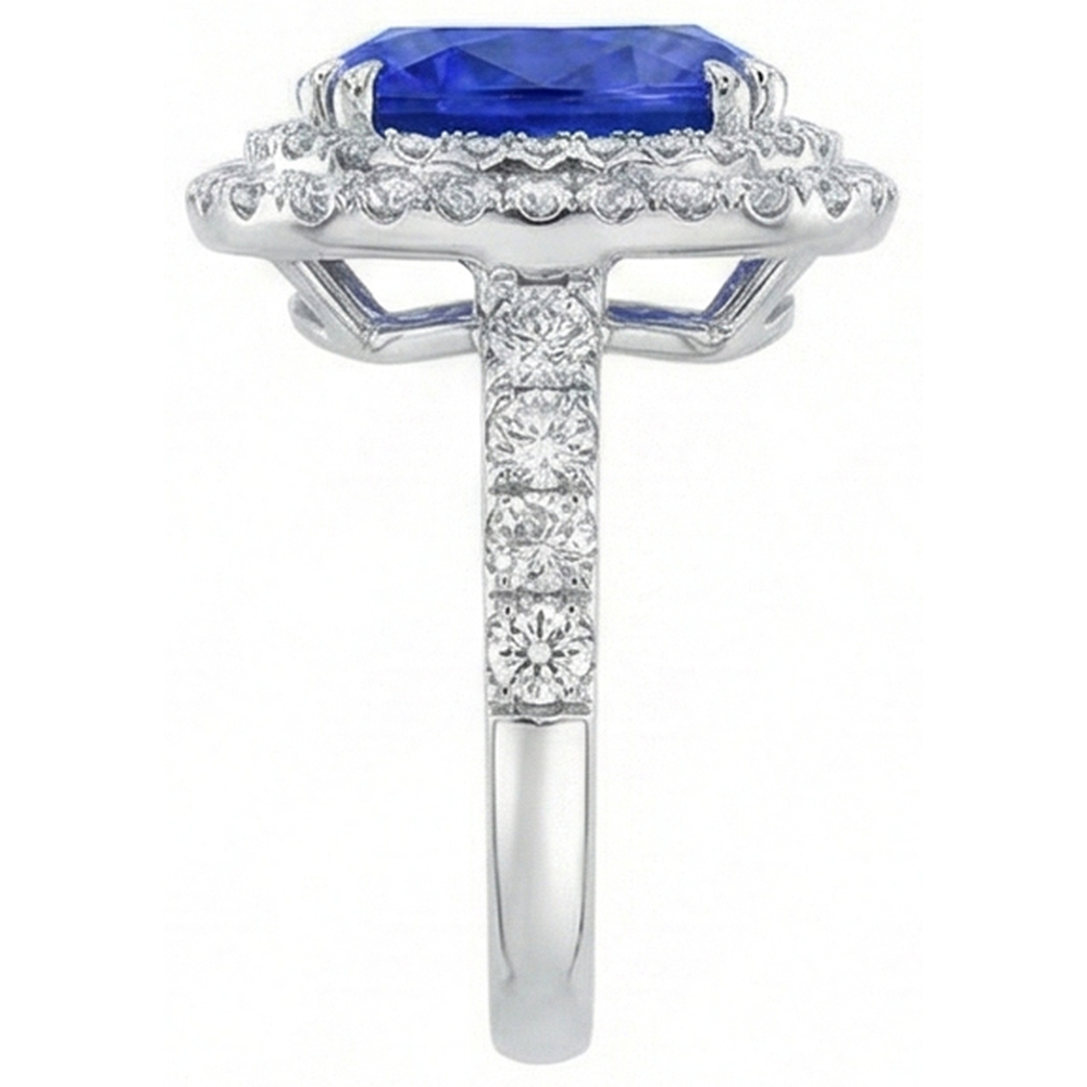 Natural Real ( Not Lab Grown )  Cushion Cut Sapphire Engagement Ring