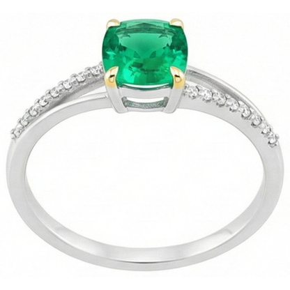 Natural Real ( Not Lab Grown ) Cushion Gemstone Ring Green Emerald GIA Diamond Jewelry