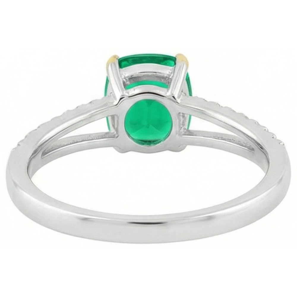 Natural Real ( Not Lab Grown ) Cushion Gemstone Ring Green Emerald GIA Diamond Jewelry