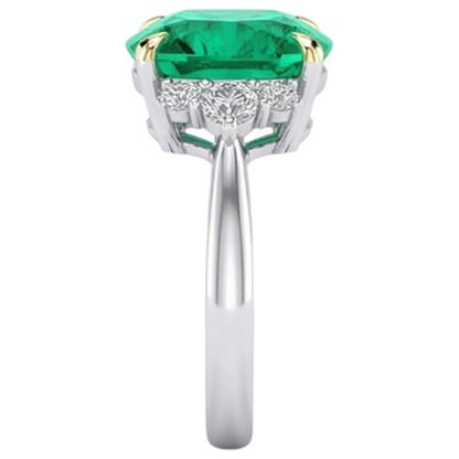 Natural Real ( Not Lab Grown ) Cushion Gemstone Ring Green Emerald GIA With Diamonds Jewelry