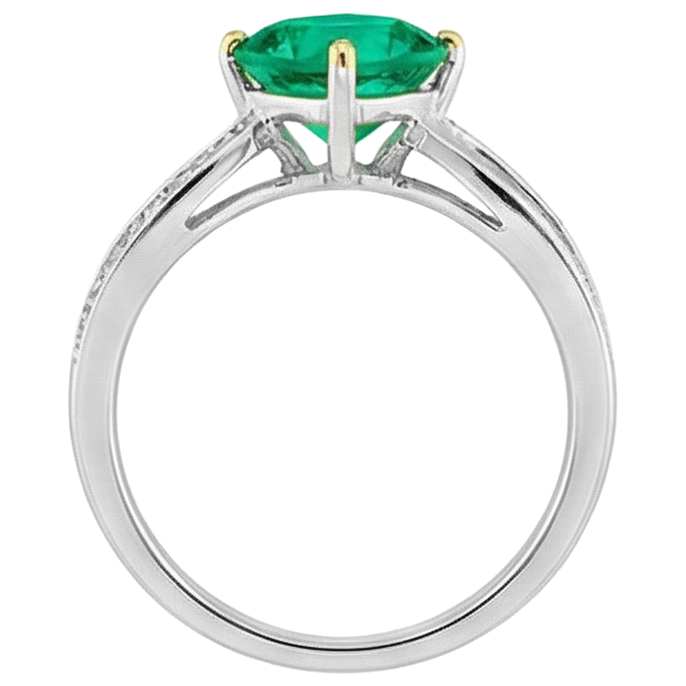 Natural Real ( Not Lab Grown ) Cushion Gemstone Ring Trendy Green Emerald GIA Jewelry