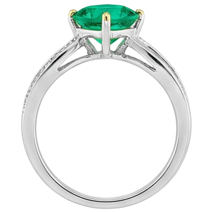 Natural Real ( Not Lab Grown ) Cushion Gemstone Ring Trendy Green Emerald GIA Jewelry