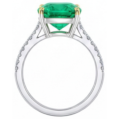 Natural Real ( Not Lab Grown ) Cushion Gemstone Ring With Accents Green Emerald GIA Stone