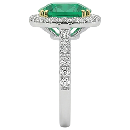 Natural Real ( Not Lab Grown ) Cushion Green Emerald GIA Halo Ring Formal Jewelry