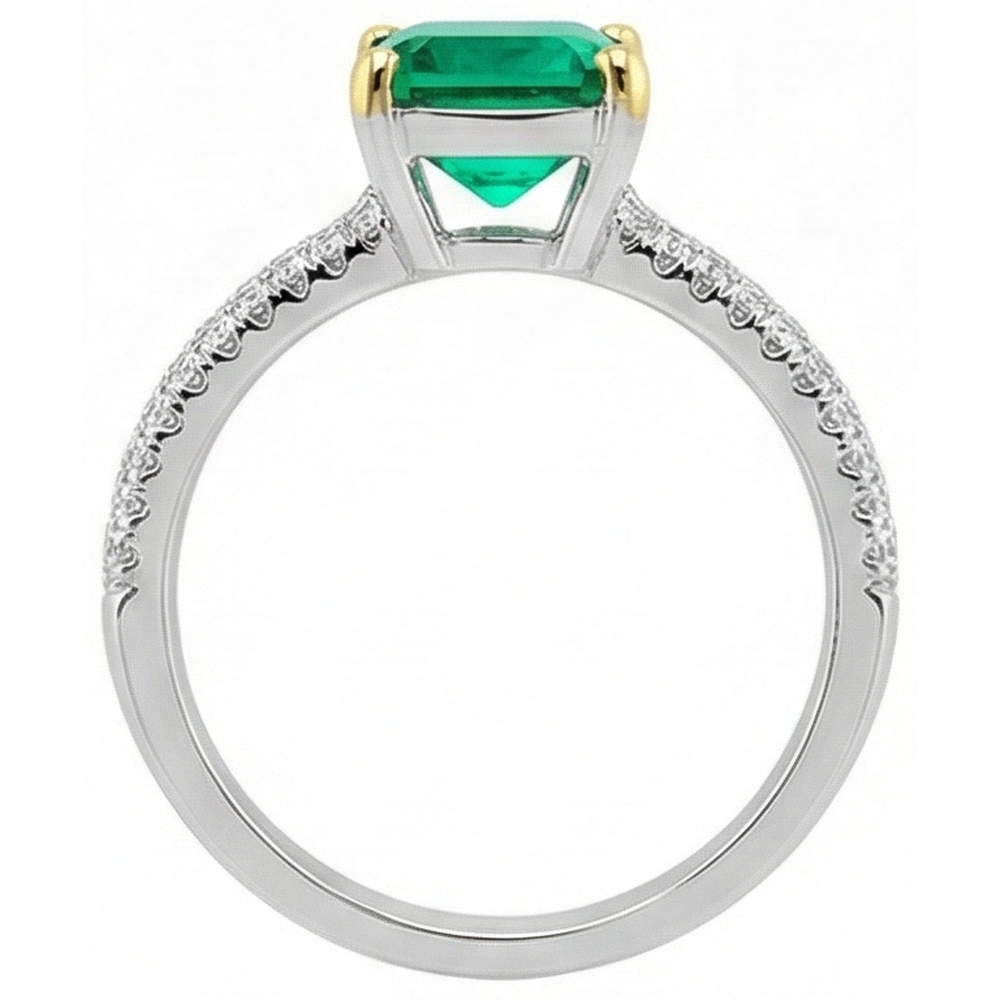 natural round emerald 3.50ct ring profile view