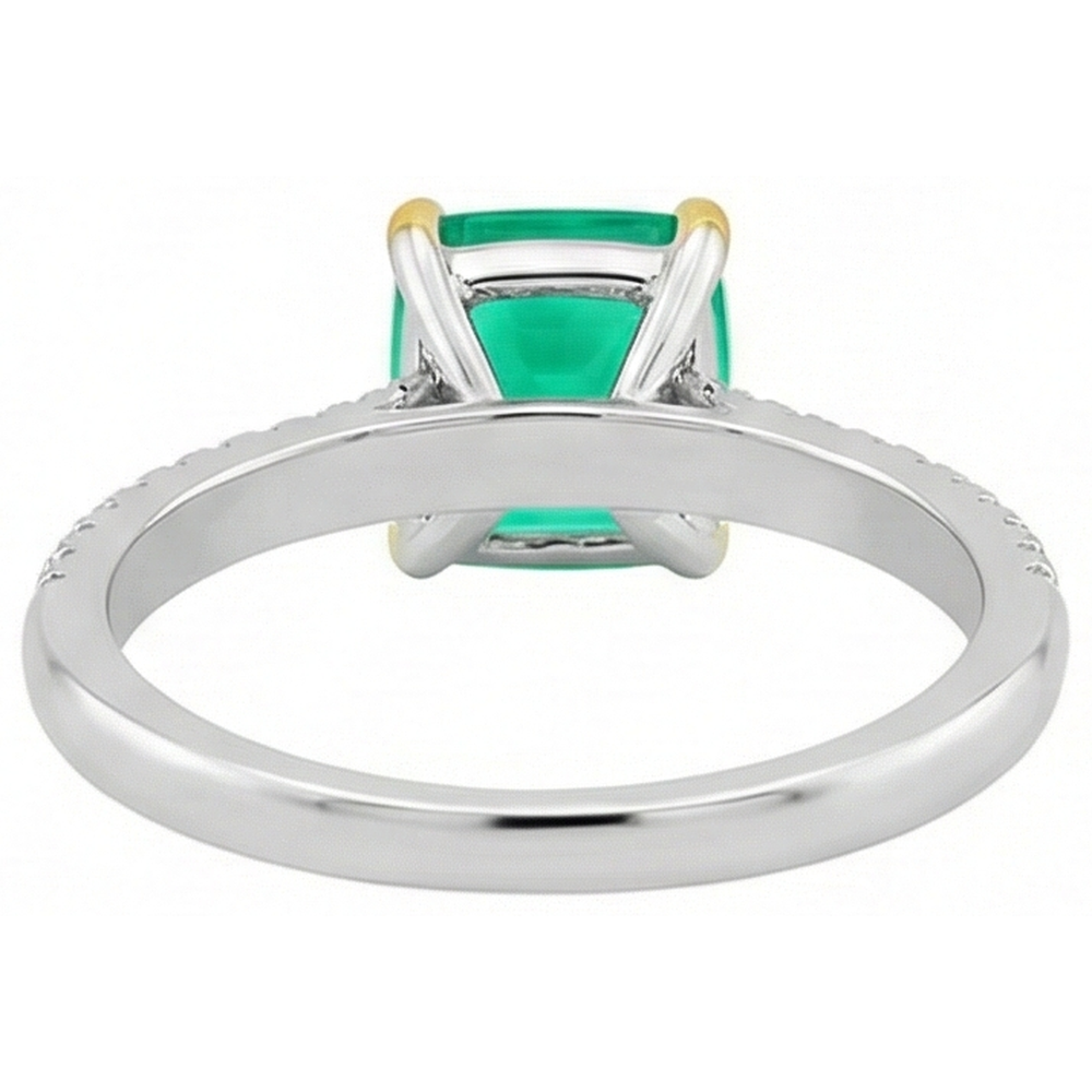 natural round emerald 3.50ct ring on white background