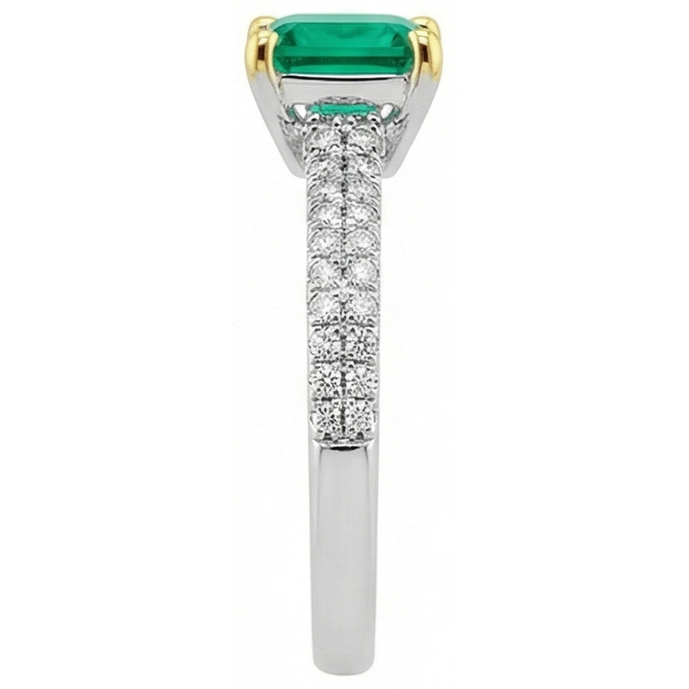 natural round emerald 3.50ct ring top view