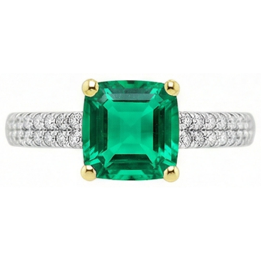 natural round emerald 3.50ct ring side angle