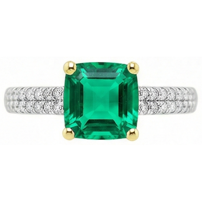 natural round emerald 3.50ct ring side angle