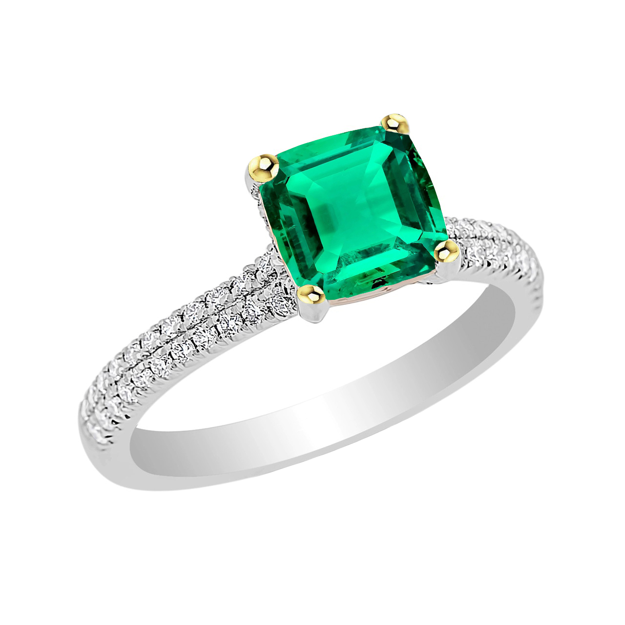 natural round emerald 3.50ct ring front view