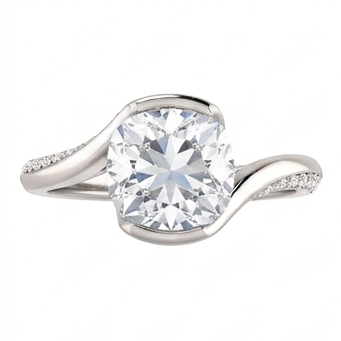 Cushion Natural Earth Mined Diamond Engagement Anniversary Ring 1.91 Carat White Gold 14K