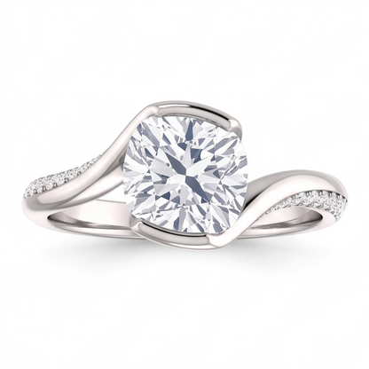 Cushion Natural Earth Mined Diamond Engagement Anniversary Ring 1.91 Carat White Gold 14K
