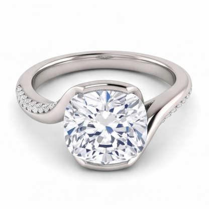 Cushion Natural Earth Mined Diamond Engagement Anniversary Ring 1.91 Carat White Gold 14K