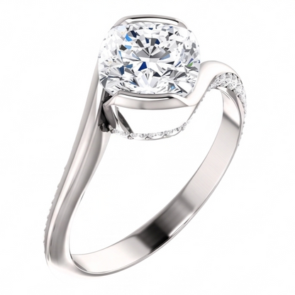 Cushion Natural Earth Mined Diamond Engagement Anniversary Ring 1.91 Carat White Gold 14K