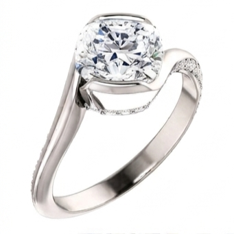 Cushion Natural Earth Mined Diamond Engagement Anniversary Ring 1.91 Carat White Gold 14K