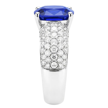 Cushion Sapphire Gemstone Ring White Gold 14K Natural Earth Mined Diamonds 3.50 Carats