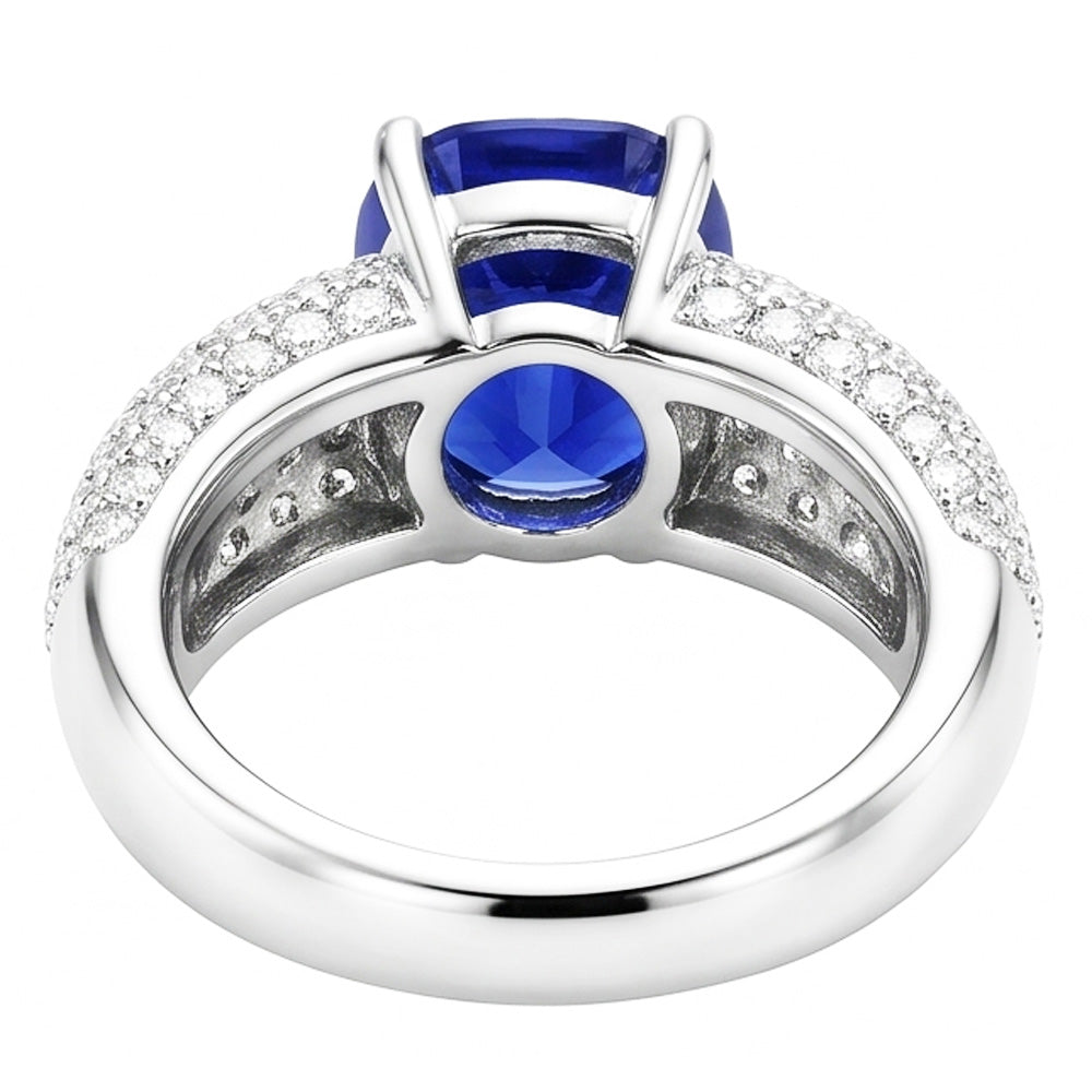 Cushion Sapphire Gemstone Ring White Gold 14K Natural Earth Mined Diamonds 3.50 Carats