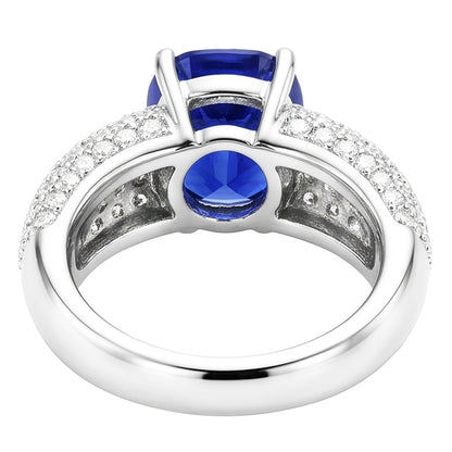 Cushion Sapphire Gemstone Ring White Gold 14K Natural Earth Mined Diamonds 3.50 Carats