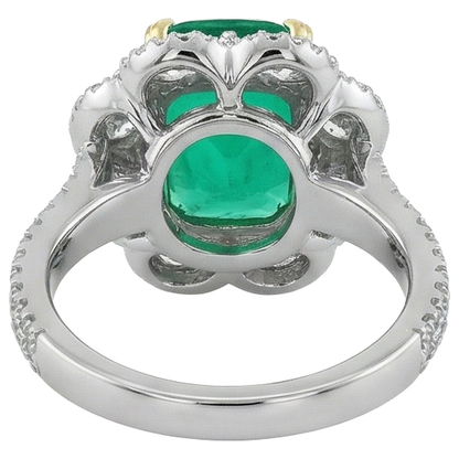 Natural Real ( Not Lab Grown ) Cushion Shape Green Emerald GIA Ring Halo Jewelry