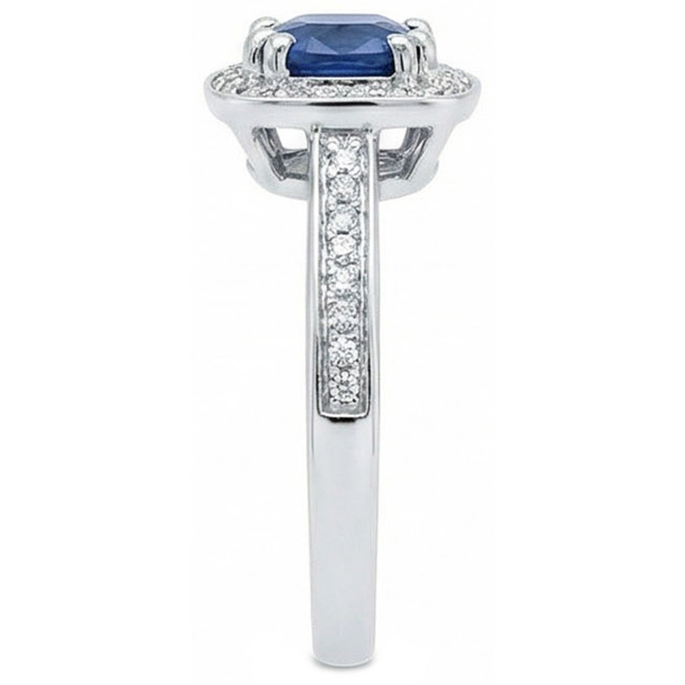 Cushion Sri Lanka Blue Sapphire Natural Earth Mined Diamond Ring Solid Gold 1.70 Ct