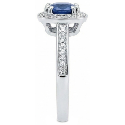 Cushion Sri Lanka Blue Sapphire Natural Earth Mined Diamond Ring Solid Gold 1.70 Ct