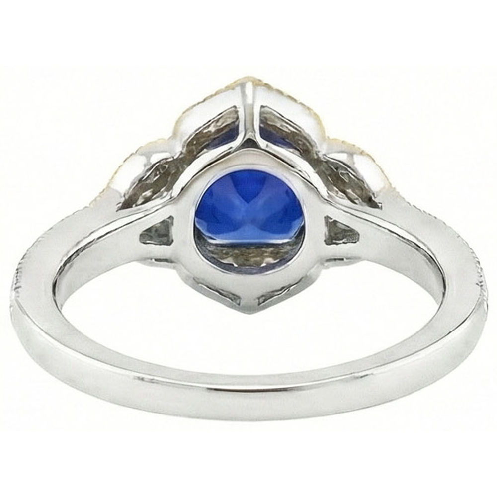 Cushion Sri Lanka Sapphire Natural Earth Mined Diamonds Ring 5.66 Ct. Two Tone Gold