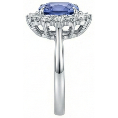 Cushion Tanzanite 4.30 Carat Natural Earth Mined Diamonds Halo Ring White Gold 14K