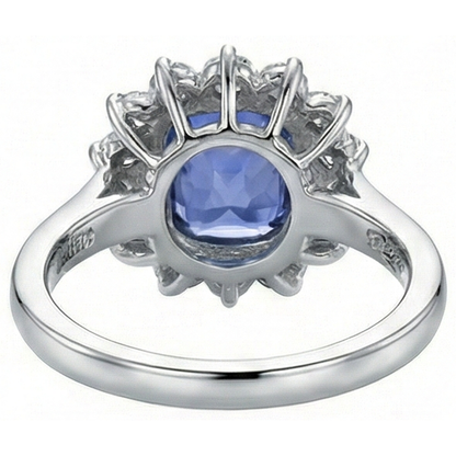 Cushion Tanzanite 4.30 Carat Natural Earth Mined Diamonds Halo Ring White Gold 14K