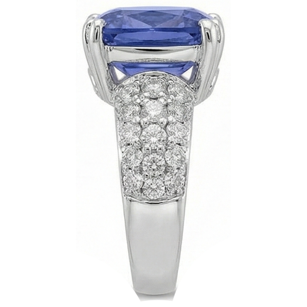 Cushion Tanzanite And Round Natural Earth Mined Diamonds 7.50 Carat Fancy Ring New