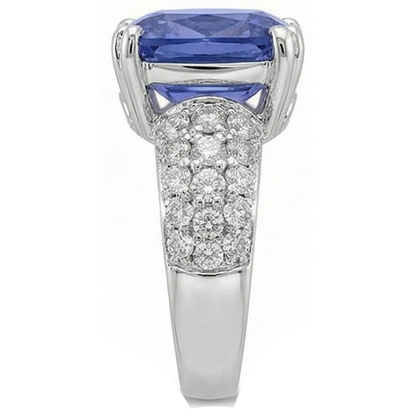Cushion Tanzanite And Round Natural Earth Mined Diamonds 7.50 Carat Fancy Ring New