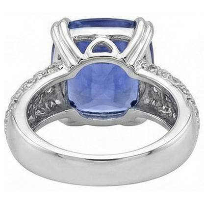 Cushion Tanzanite And Round Natural Earth Mined Diamonds 7.50 Carat Fancy Ring New