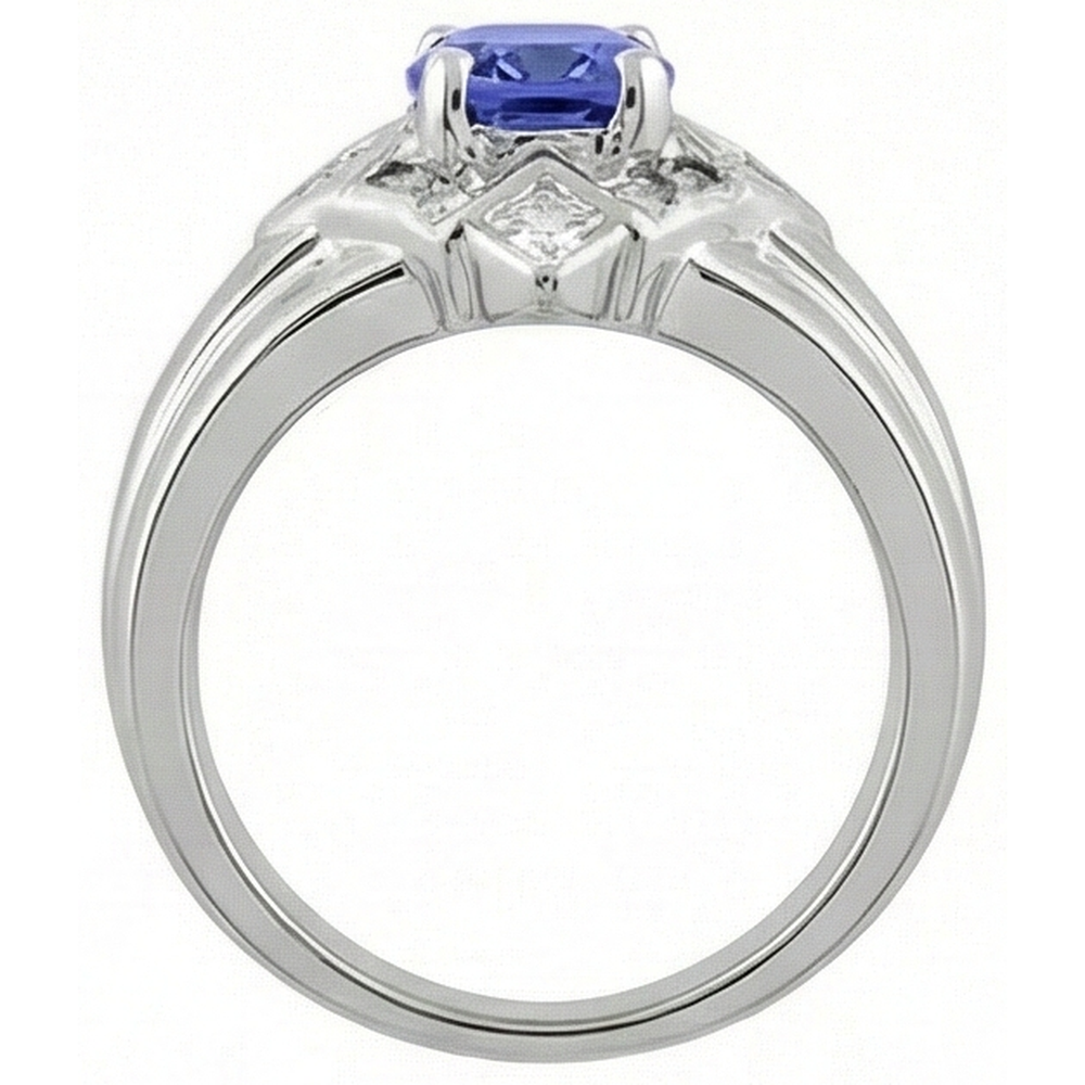 Cushion Tanzanite Natural Earth Mined Diamonds 5 Carats Ring White Gold 14K