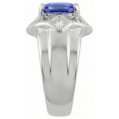 Cushion Tanzanite Natural Earth Mined Diamonds 5 Carats Ring White Gold 14K