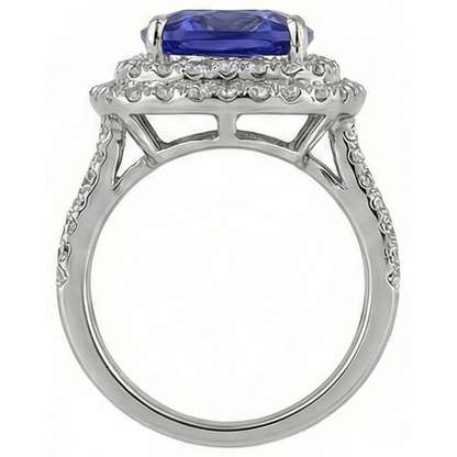 Cushion Tanzanite Natural Earth Mined Diamonds Solitaire With Accents Fancy Ring 7 Carats