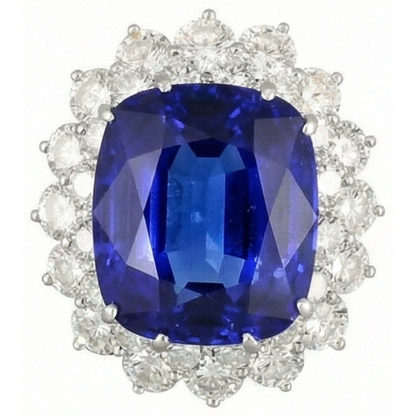 Cushion Tanzanite With Round Natural Earth Mined Diamonds 5 Ct cluster Ring New White Gold 14K
