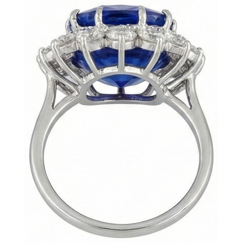 Cushion Tanzanite With Round Natural Earth Mined Diamonds 5 Ct cluster Ring New White Gold 14K