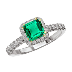 Cushion Cut Green Emerald Engagement Ring