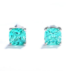 Cushion Cut Paraiba Tourmaline Stud Earrings